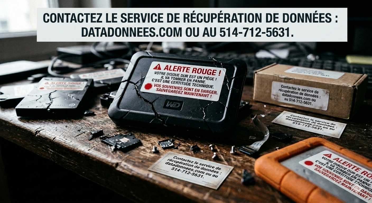 ⚠️ ATTENTION : Votre disque dur va tomber en panne. C’est une certitude technique. ⚠️C'est la question que vous nous posez tous les jours : « Quel disque dur acheter pour ne pas perdre mes photos et mes documents ? »Voici la vérité brutale que les fabricants vous cachent : les disques durs que vous achetez en magasin aujourd'hui sont jetables. Ils sont conçus pour une consommation rapide et une vente immédiate, et absolument pas pour leur durabilité. Qu'il s'agisse de marques ultra-populaires comme Western Digital (WD), Seagate, ou Toshiba, la priorité de l'industrie est la rentabilité, pas la sécurité de vos souvenirs de famille.Avant d'acheter votre prochain appareil, voici le piège des technologies actuelles :💾 Les disques durs externes classiques (HDD - ex: WD Elements, Seagate Expansion)❌ Le danger : Ils contiennent des pièces mécaniques qui tournent à bout de bras. Le moindre choc, une simple chute de votre bureau, ou une déconnexion brutale peut rayer le disque instantanément et détruire vos données à tout jamais.❌ La réalité : Leur durée de vie est devenue une roulette russe psychologique.👍 Le seul point positif : Ils ne coûtent pas cher pour stocker de gros volumes.⚡ Les disques SSD externes (ex: SanDisk Extreme, Samsung T7)❌ Le danger : Sans prévenir, du jour au lendemain, un bogue électronique ou une surtension peut griller le disque. Contrairement aux anciens disques, un SSD qui meurt ne fait aucun bruit : il devient simplement invisible et muet.❌ La réalité : La récupération de données sur un SSD brûlé est une opération chirurgicale d'une complexité extrême.👍 Le seul point positif : Ils sont ultra-rapides et résistent mieux aux chutes pendant le transport.🚨 LA RÈGLE D'OR : N'ayez JAMAIS confiance en un seul appareil.Peu importe la marque écrite sur la boîte, aucun disque dur grand public n'est fiable à 100 %. Si vos fichiers n'existent qu'à un seul endroit, considérez qu'ils sont déjà perdus. Vous devez cloner vos données sur au moins deux disques différents.Votre disque fait un bruit de cliquetis ? Votre ordinateur vous demande soudainement de le formater ? Débranchez-le IMMÉDIATEMENT. Chaque seconde où un disque défectueux reste alimenté réduit vos chances de revoir vos fichiers.Confiez votre appareil aux spécialistes avant qu'il ne soit trop tard. Les laboratoires de Datadonnées possèdent les équipements industriels nécessaires pour sauver ce qui peut encore l'être.🌐 Diagnostic et solutions : datadonnees.com📞 Urgence récupération : 514-712-5631#RecuperationDeDonnees #DisqueDur #Alerte #PanneDisqueDur #Sauvegarde #WesternDigital #Seagate #SanDisk #Datadonnees #GrandPublic #SecuriteInformatique La vérité sur les disques durs actuels : ce que les fabricants ne vous disent pas. 🛑Une question nous revient constamment : « Quel disque dur devrais-je acheter pour sécuriser mes fichiers ? »Voici une réalité technique incontournable : les disques durs disponibles sur le marché aujourd'hui sont conçus pour une consommation rapide et une vente immédiate, et non pour leur durabilité. La priorité de l'industrie est le coût de fabrication, pas la longévité de vos souvenirs ou de vos données professionnelles.Pour vous aider à choisir en toute connaissance de cause, voici le bilan des technologies actuelles :💾 1. Les disques durs externes traditionnels (HDD)🔹 Avantages :Prix très économique au gigaoctet.Grandes capacités de stockage disponibles.🔹 Inconvénients :Grande fragilité mécanique (sensibles aux chocs et chutes).Durée de vie imprévisible et souvent courte.Vitesse de transfert lente.⚡ 2. Les disques SSD externes🔹 Avantages :Excellente vitesse de transfert.Résistance physique supérieure (aucune pièce mobile).Format compact et léger.🔹 Inconvénients :Coût d'achat nettement plus élevé.Durée de vie limitée par le nombre de cycles d'écriture.En cas de panne électronique, la récupération est extrêmement complexe.💡 Notre conseil : Ne faites jamais confiance à un seul support. La seule vraie sécurité réside dans la duplication de vos fichiers sur deux ou trois appareils différents.Si le pire survient et que votre disque refuse de s'ouvrir, ne paniquez pas et n'essayez pas de le réparer vous-même. Les experts de Datadonnées sont là pour maximiser vos chances de tout retrouver.🌐 Visitez notre site : datadonnees.com📞 Appelez-nous directement : 514-712-5631#RecuperationDeDonnees #DisqueDur #Informatique #SecuriteInformatique #Sauvegarde #Datadonnees #Technologie #SSD #ConseilTech Voir moins